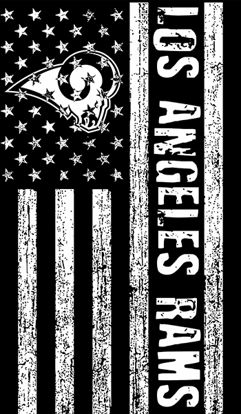 Los Angeles Rams Black And White American Flag logo vinyl decal